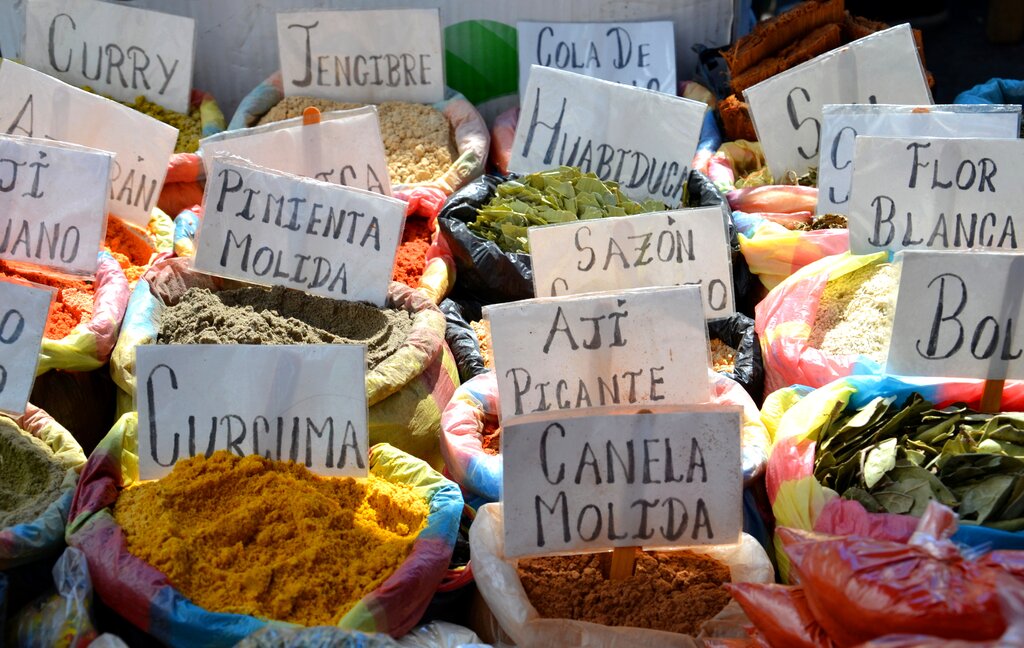 A great variety of spices at Otavalo market