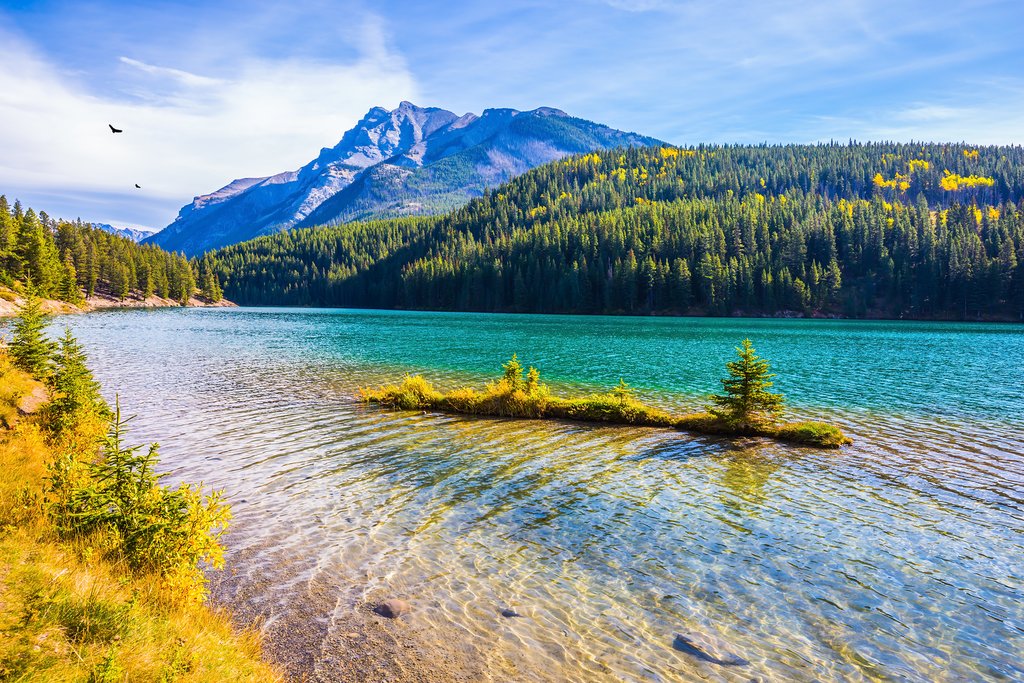 Two Jack Lake at the gulf of Lake Minnewanka, Banff National Park