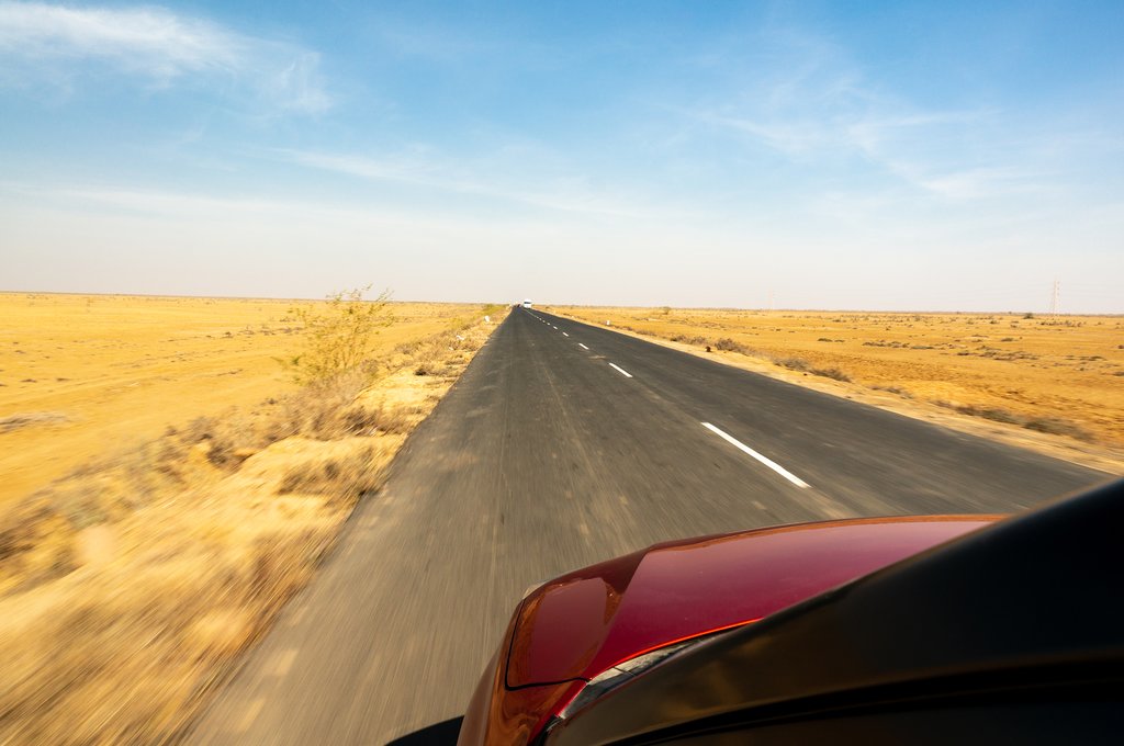Driving through the Rann of Kutch