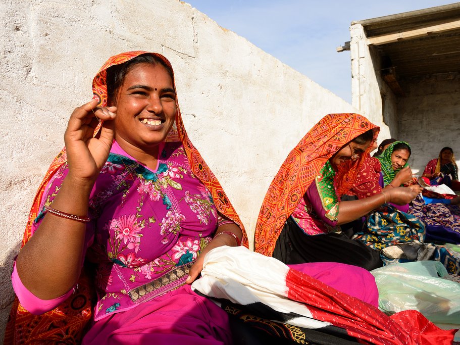 Locals embroidering