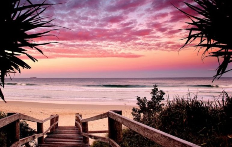 Enjoy the sunset colors over the pristine beaches