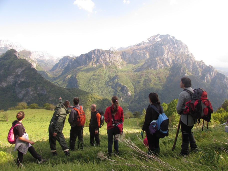Hikers take in the verdant views of Sutjeska