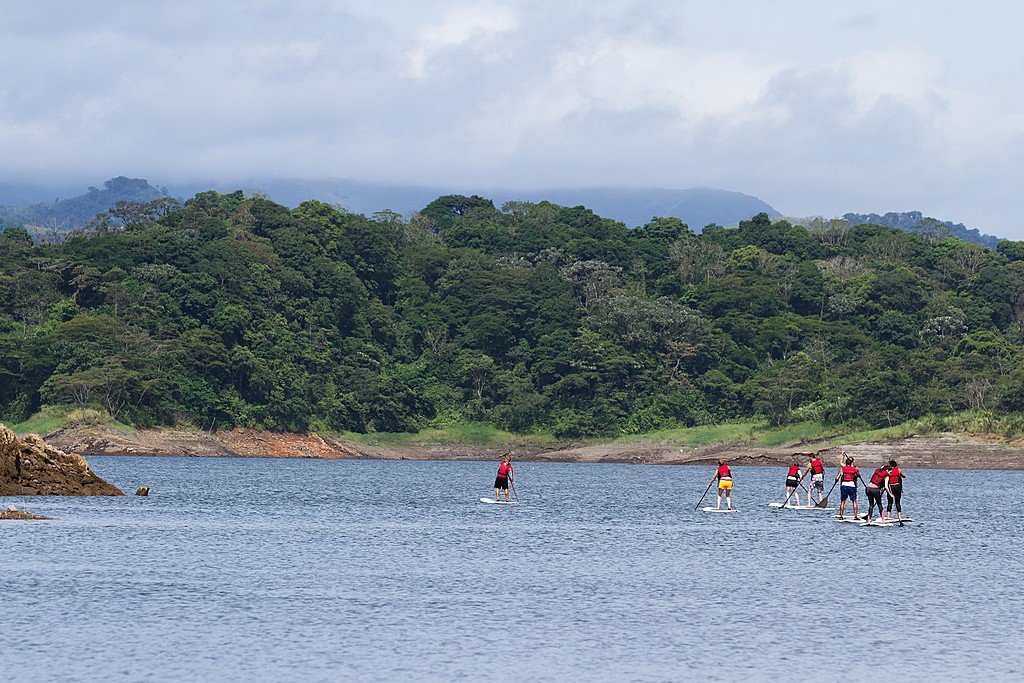 Paddleboarding on Lake Arenal