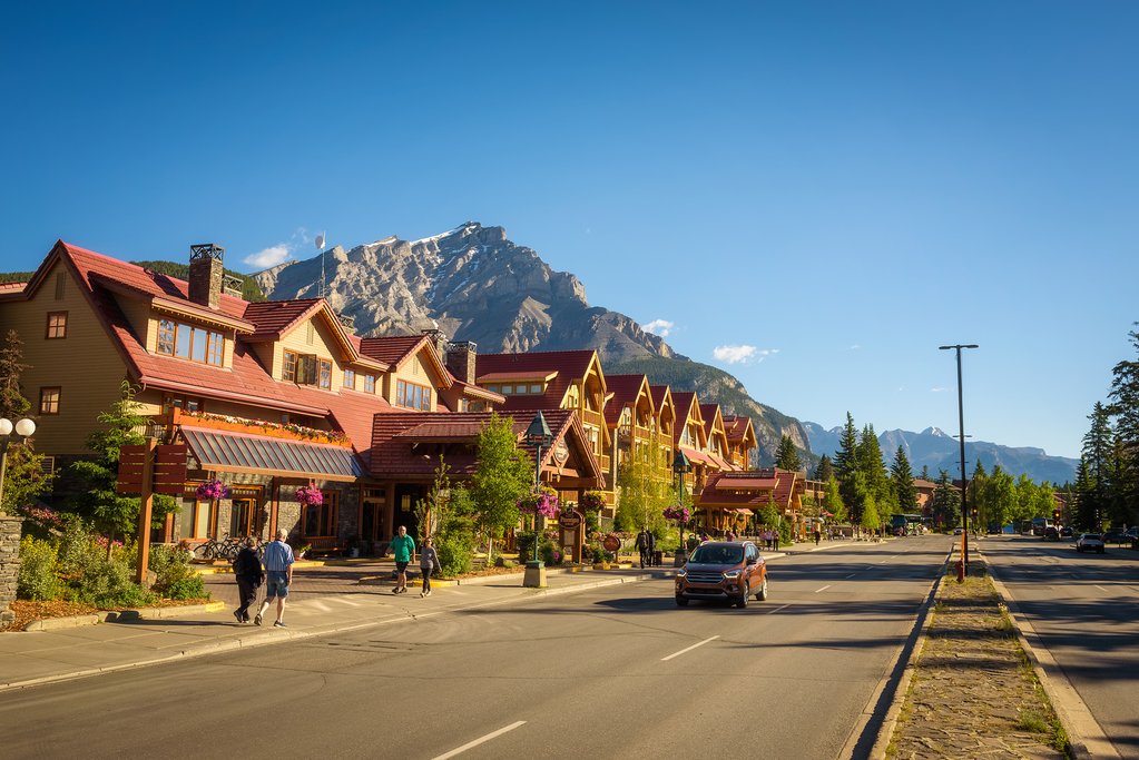 Banff Avenue in summer
