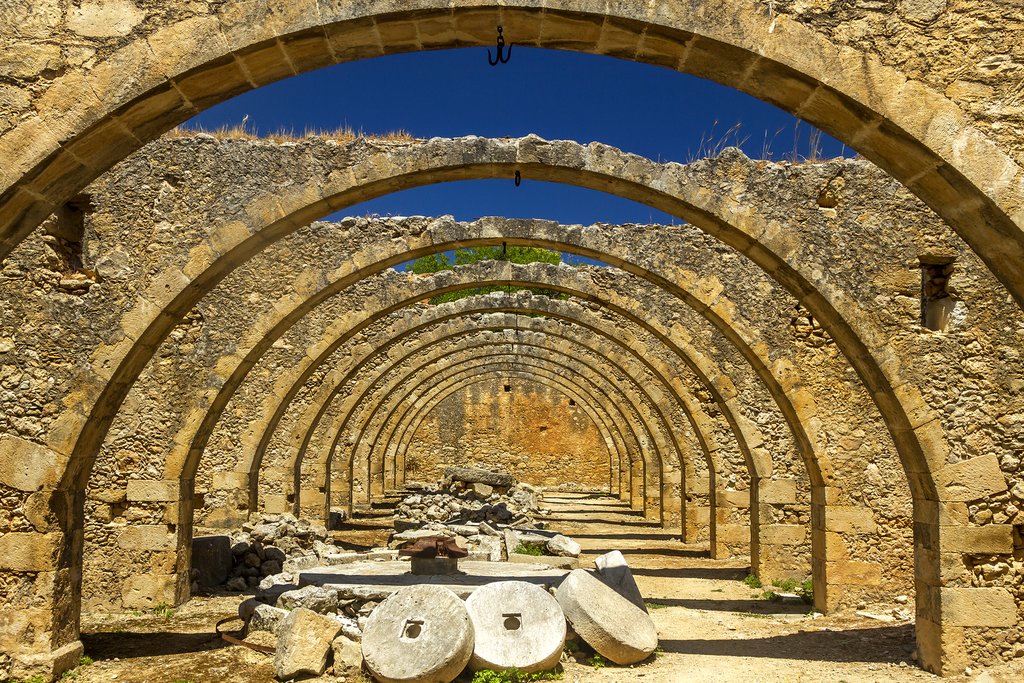 Stone arches at a former olive oil press