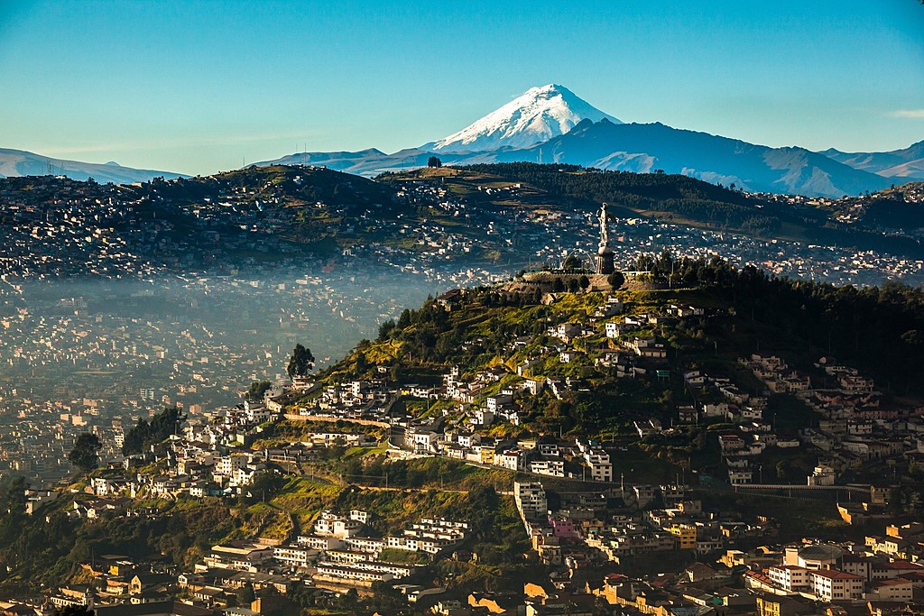 View of Quito and the Cotopaxi Volcano