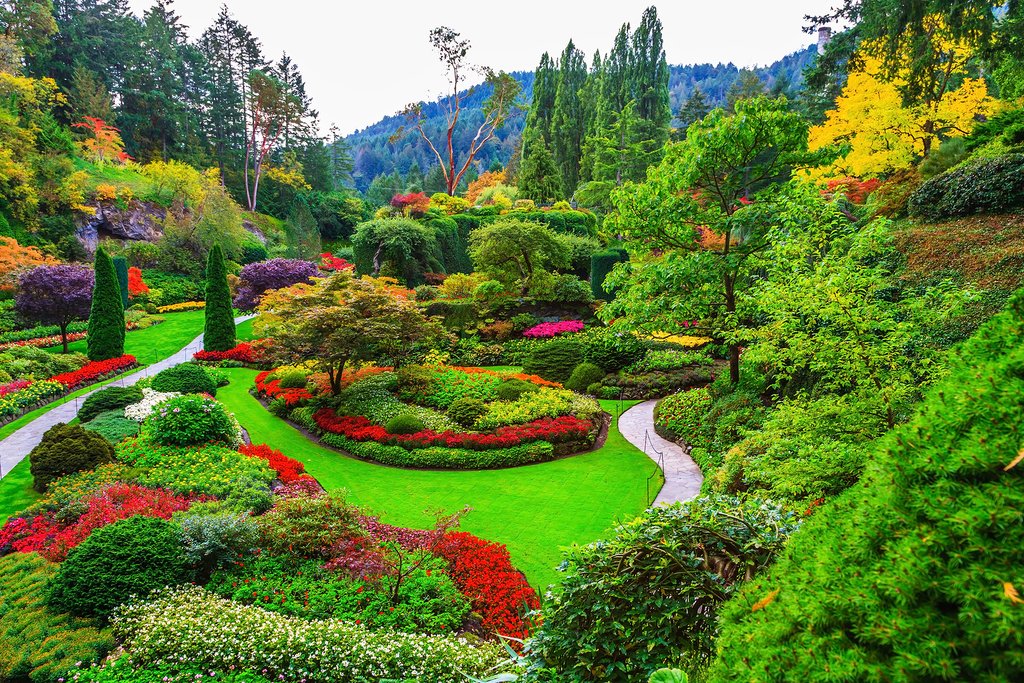 Sunken Garden at colorful Butchart Gardens
