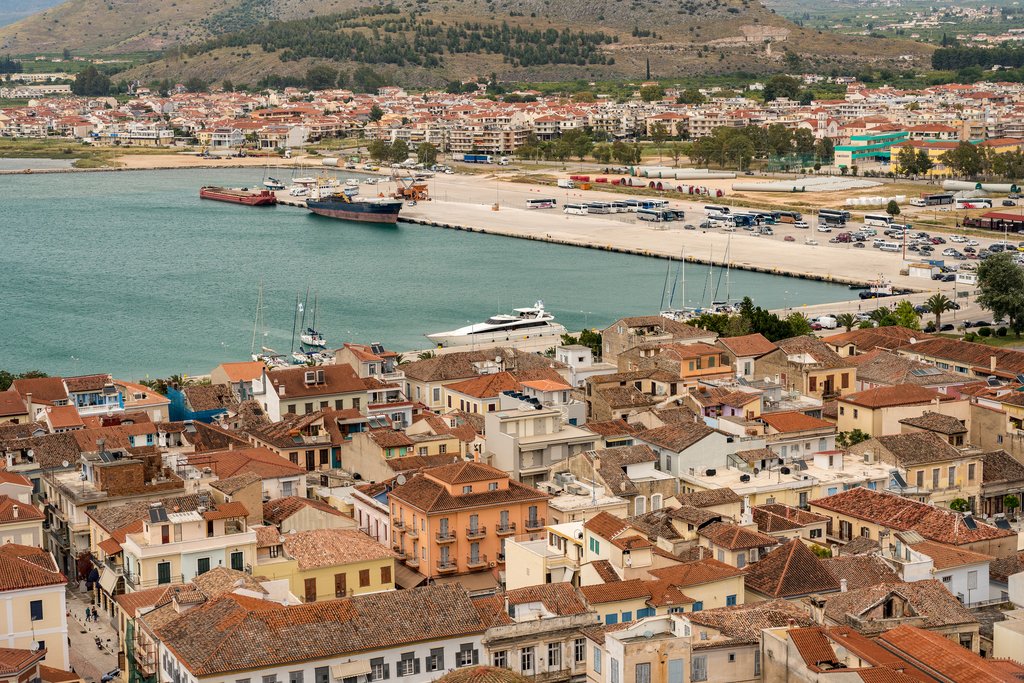 Aerial View of Nafplio and its Bustling Port