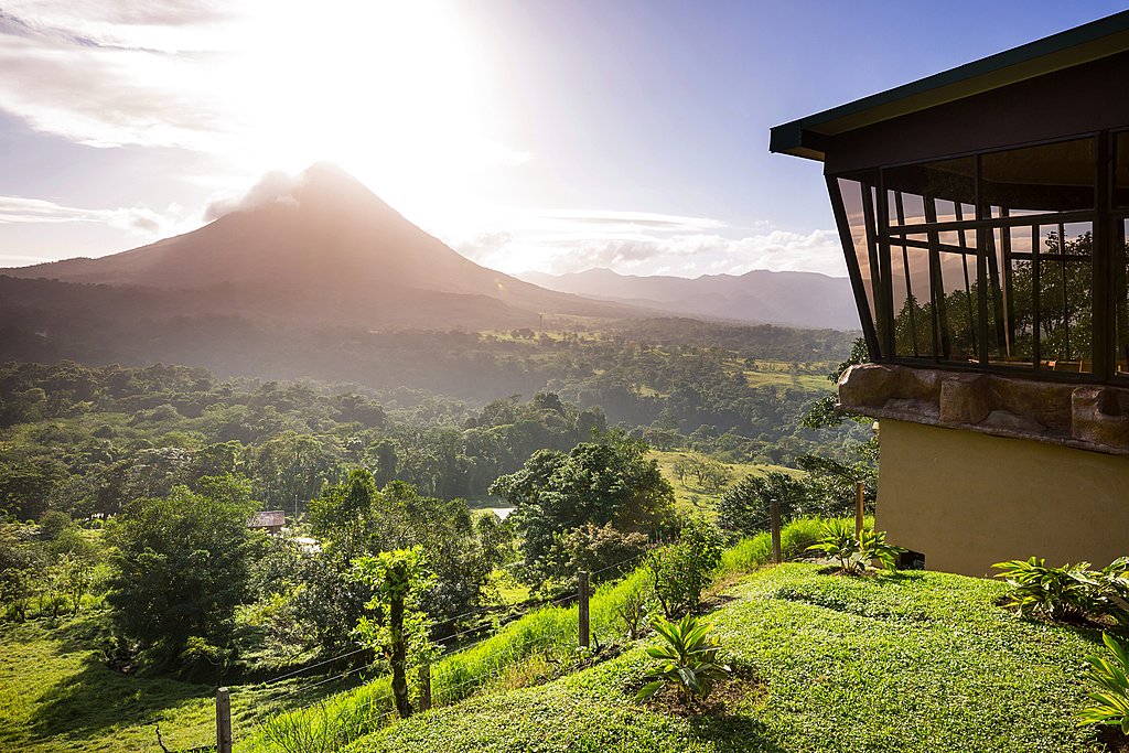 Views across Costa Rica's iconic Arenal Volcano.