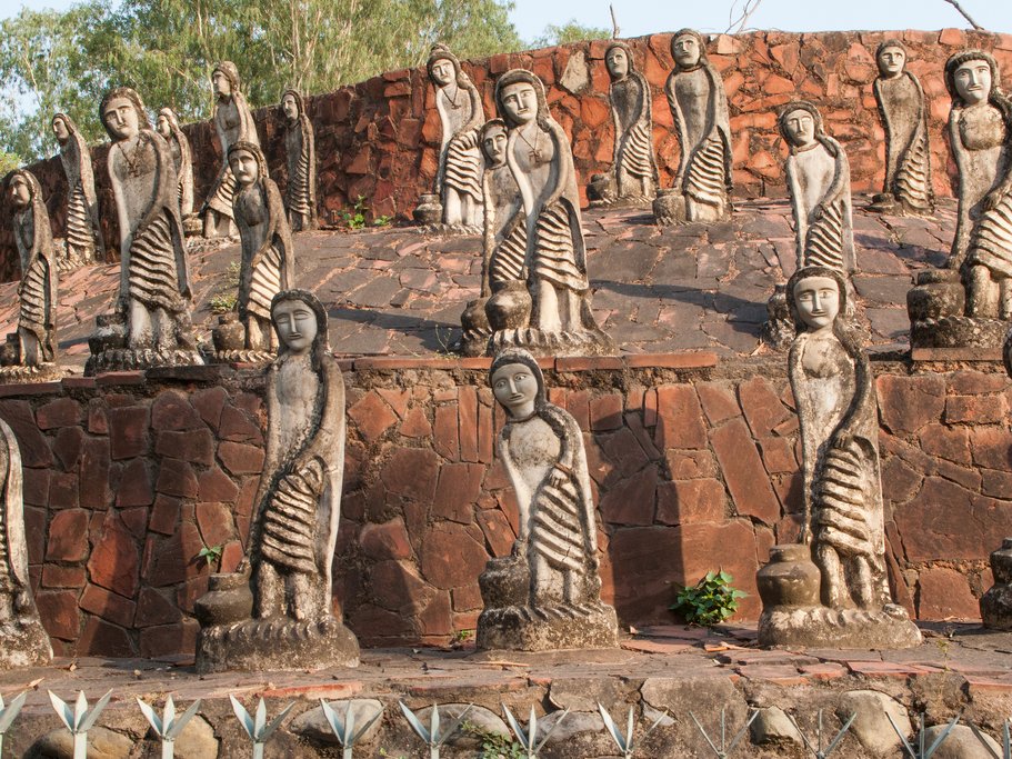 Marvel at the unique statues in Chandigarh's famous Rock Garden