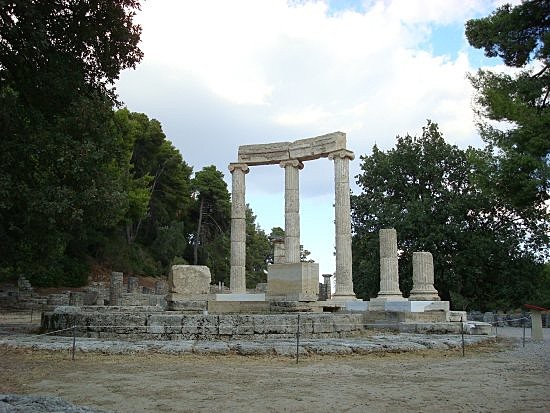 Ancient columns stand in Olympia