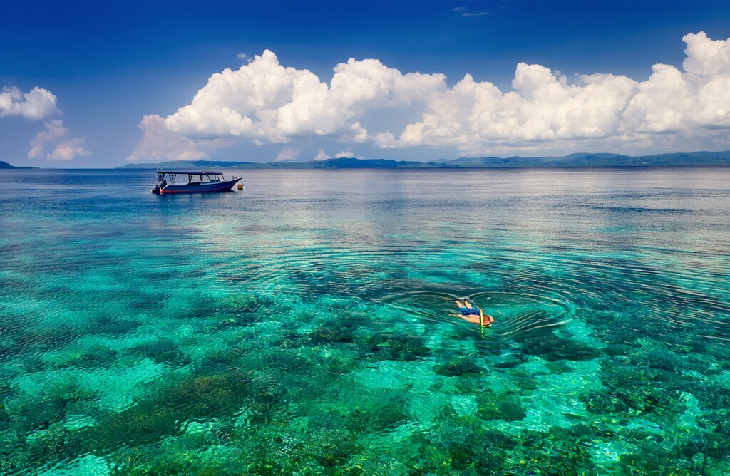 Ferry between some of the most beautiful islands around Bali, Indonesia