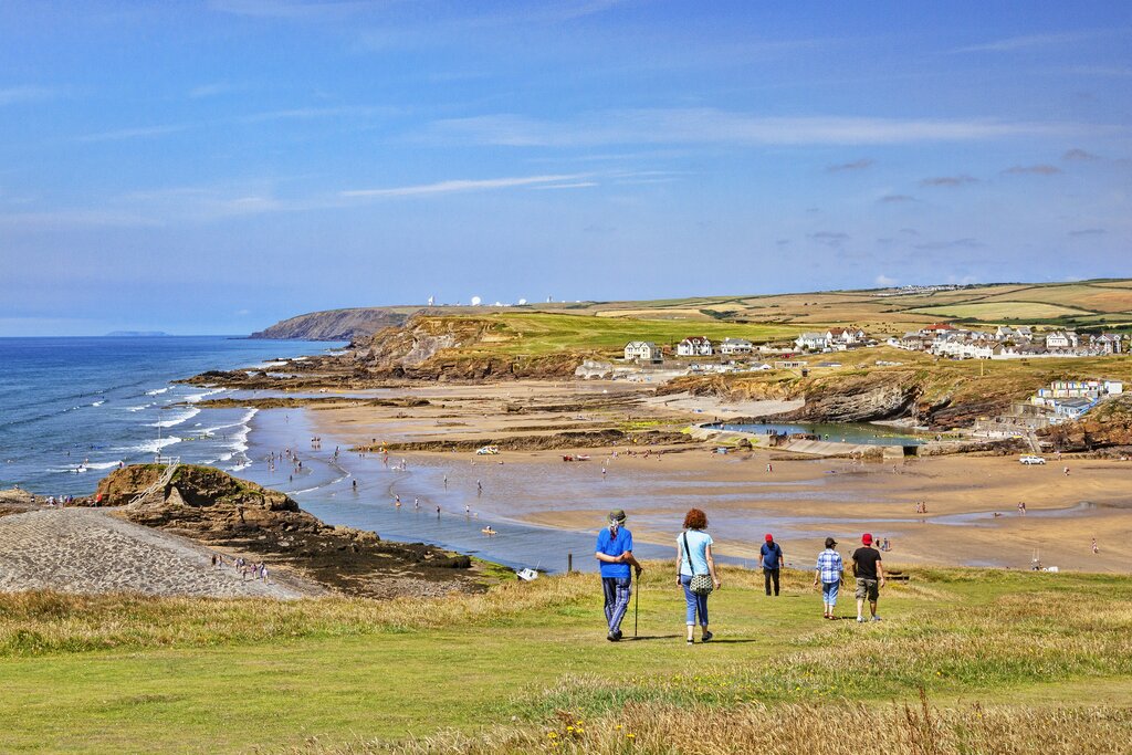 View across Summerleaze Beach to Bude.