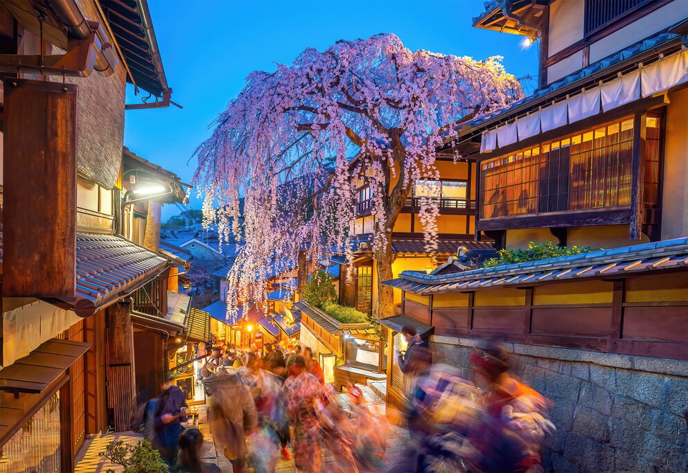 Stay two nights in Kyoto and stroll along the charming streets at dusk