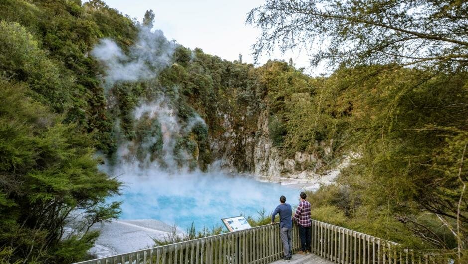 Volcanic crater lake at Waimangu Valley