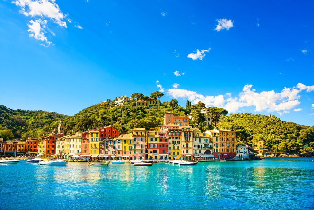View of the harbor in Portofino, Liguria