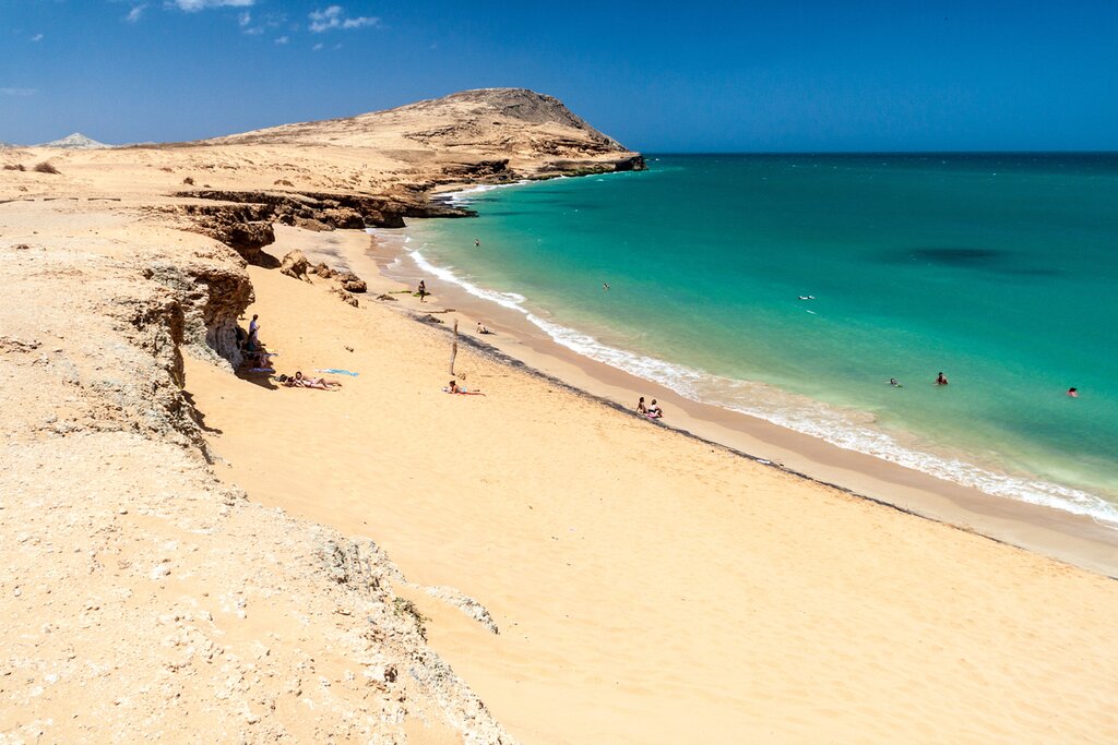 Coast of La Guajira peninsula in Colombia. Beach Playa del Pilon