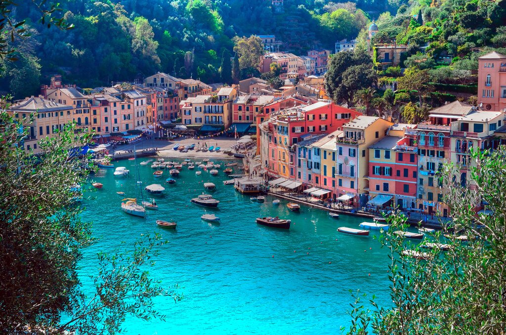 View of the harbor in Portofino, Liguria