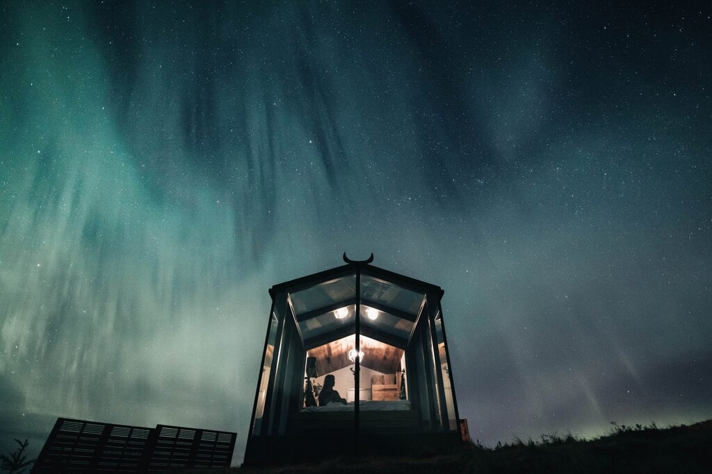You'll find plenty of opportunities to see the aurora borealis on your trip to Iceland (photo courtesy of Panorama Glass Lodges)