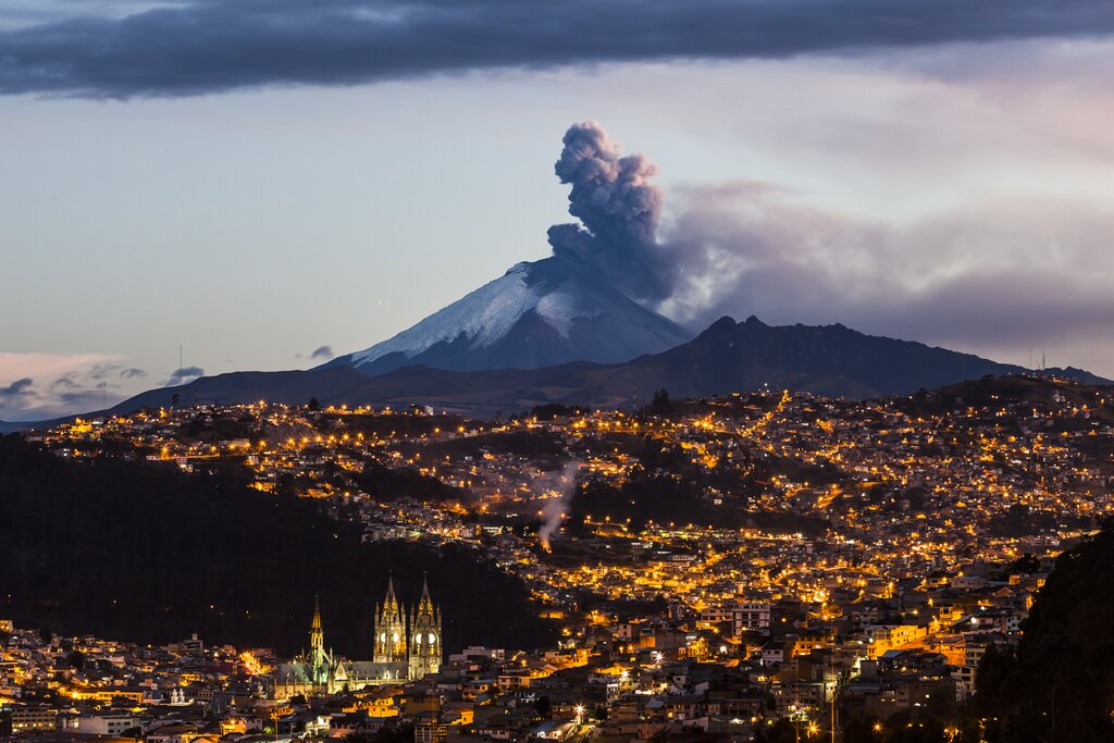 Aerial view of Cotopaxi Volcano from Qutio