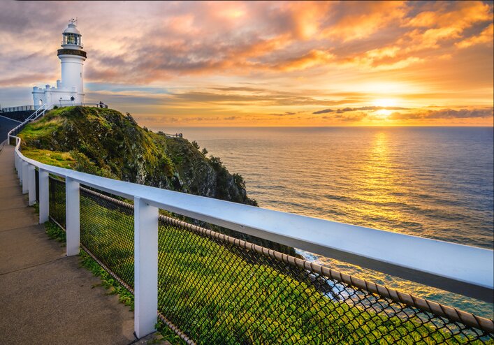 Byron Bay's famous lighthouse watches over its coastline