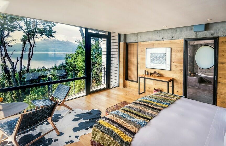 Wake up to views of Lago Llanquihue and the Osorno volcano (photo courtesy of Hotel AWA)