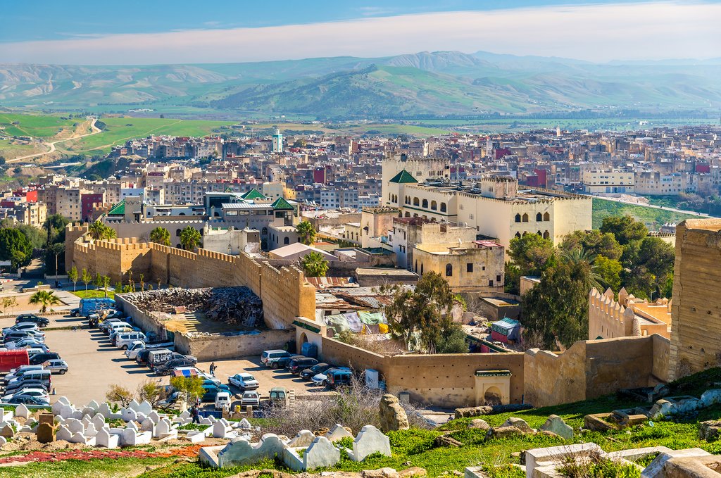 Explore the fortified walls and towers around the medina in Fes