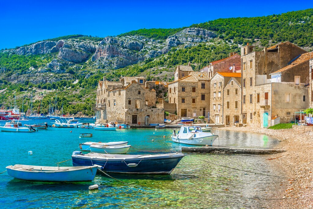 Summer scene of Komiza on Vis Island