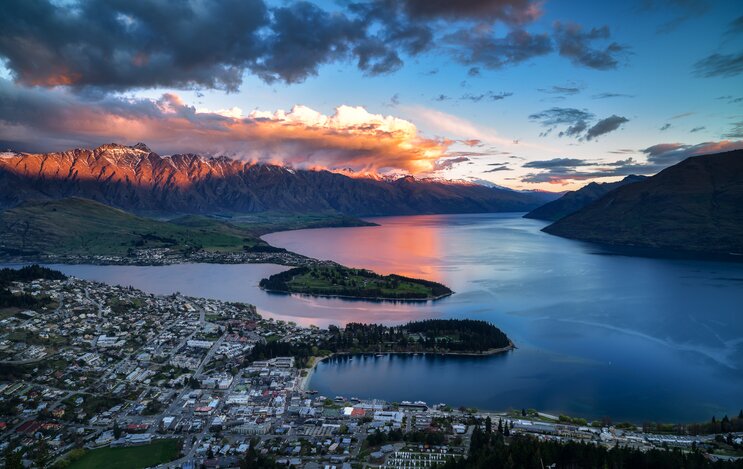 Evening view of The Remarkables
