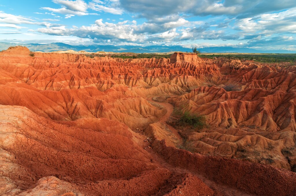 Red rocks against a blue sky in the desert