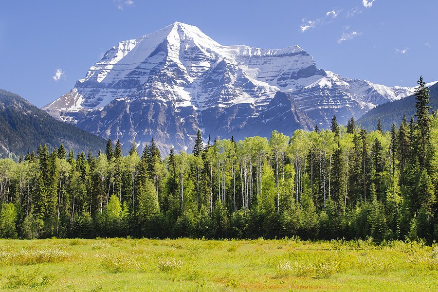 Drive west under the shadow of Mount Robson
