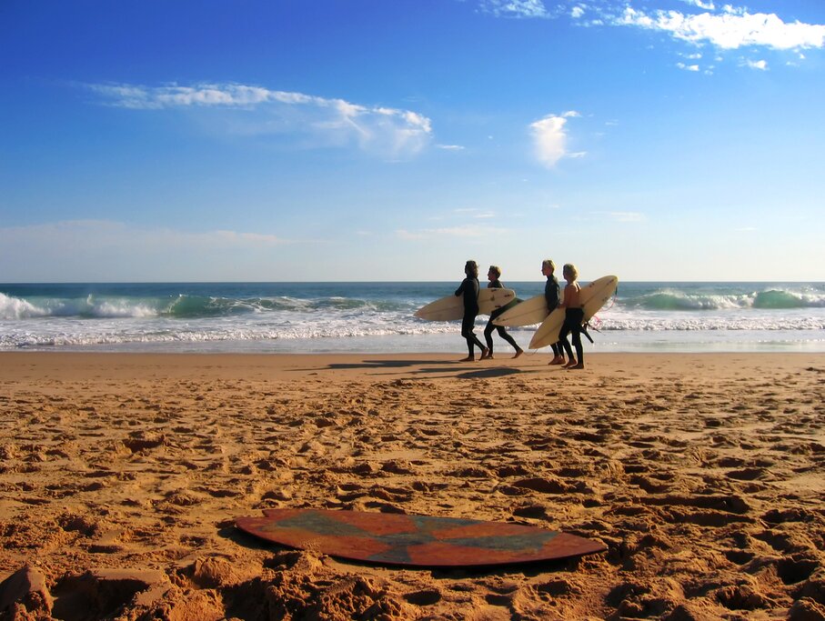 Surfers on Phillip Island's Woolamai Beach