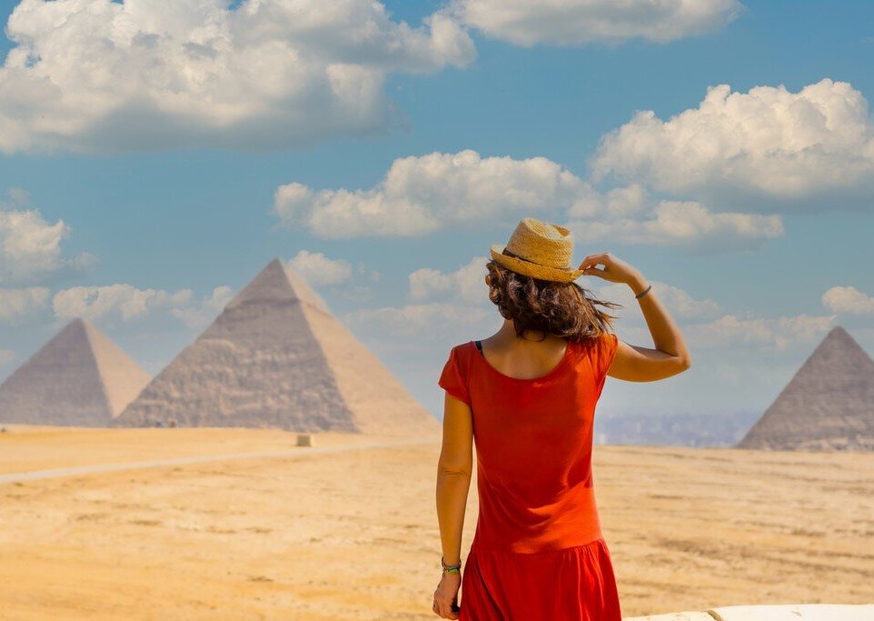 Walk among the ancients at the famed Pyramids of Giza