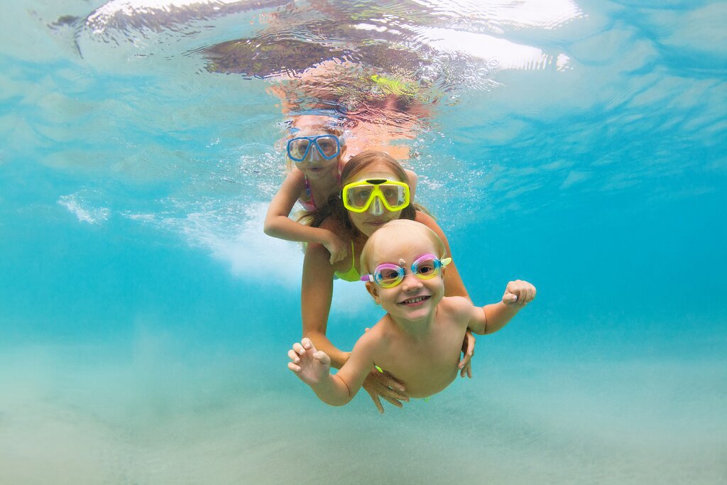 family snorkeling