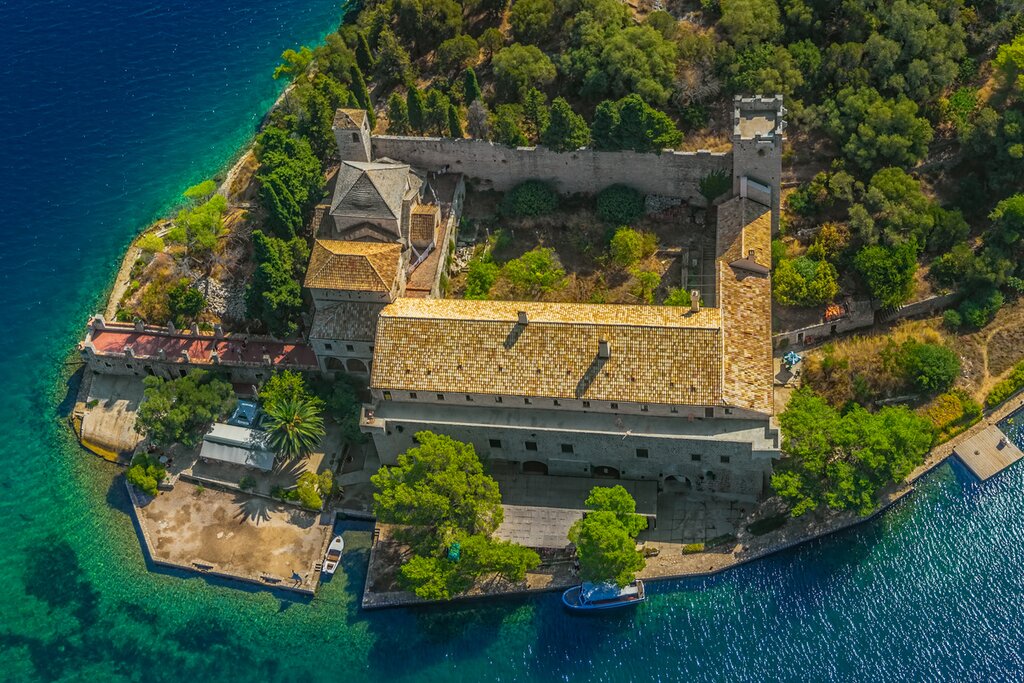 The ancient Benedictine monastery on St. Mary's Island within Mljet Island