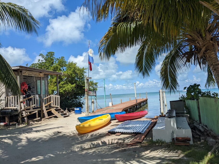 Kayak boats on Caye Caulkner boats