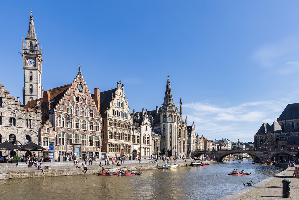 Historic houses along the River Leie
