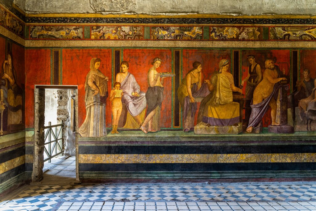 Frescoes at the Villa dei Misteri in Pompeii