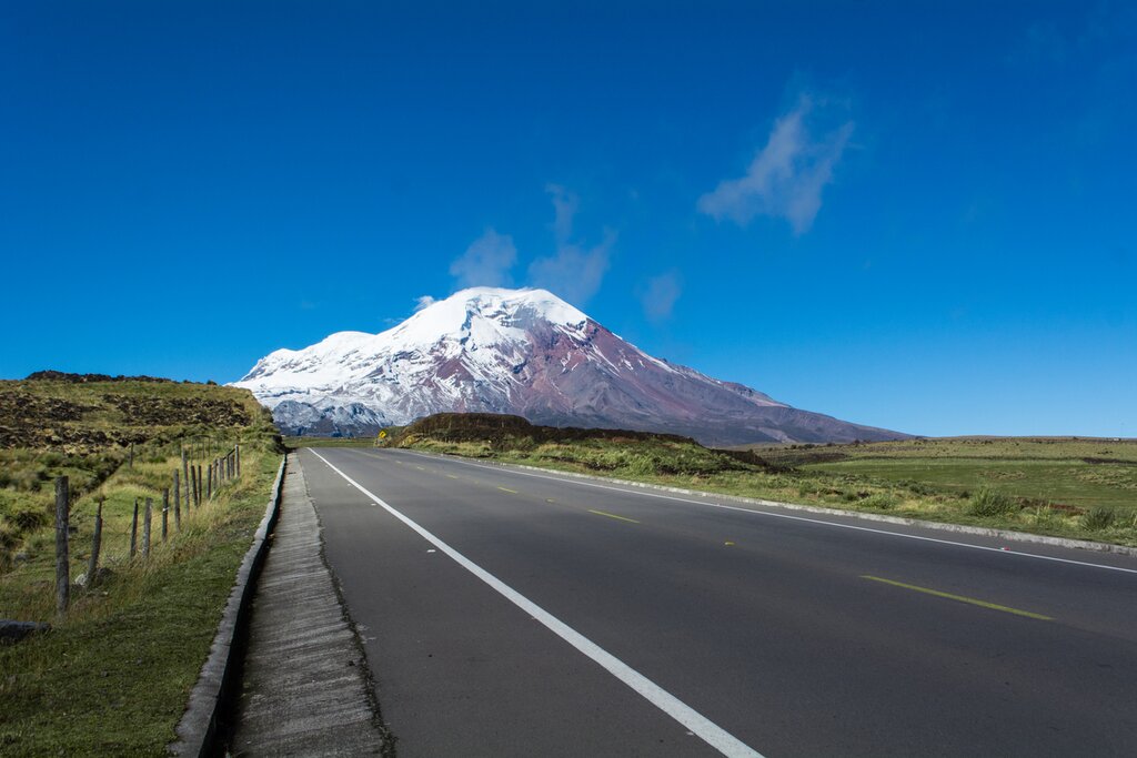 Chimborazo Volcano from the road on a sunny day