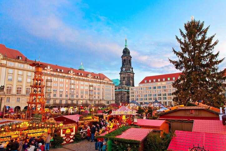 Enjoy the atmosphere of Germany's oldest Christmas market, the Striezelmarkt