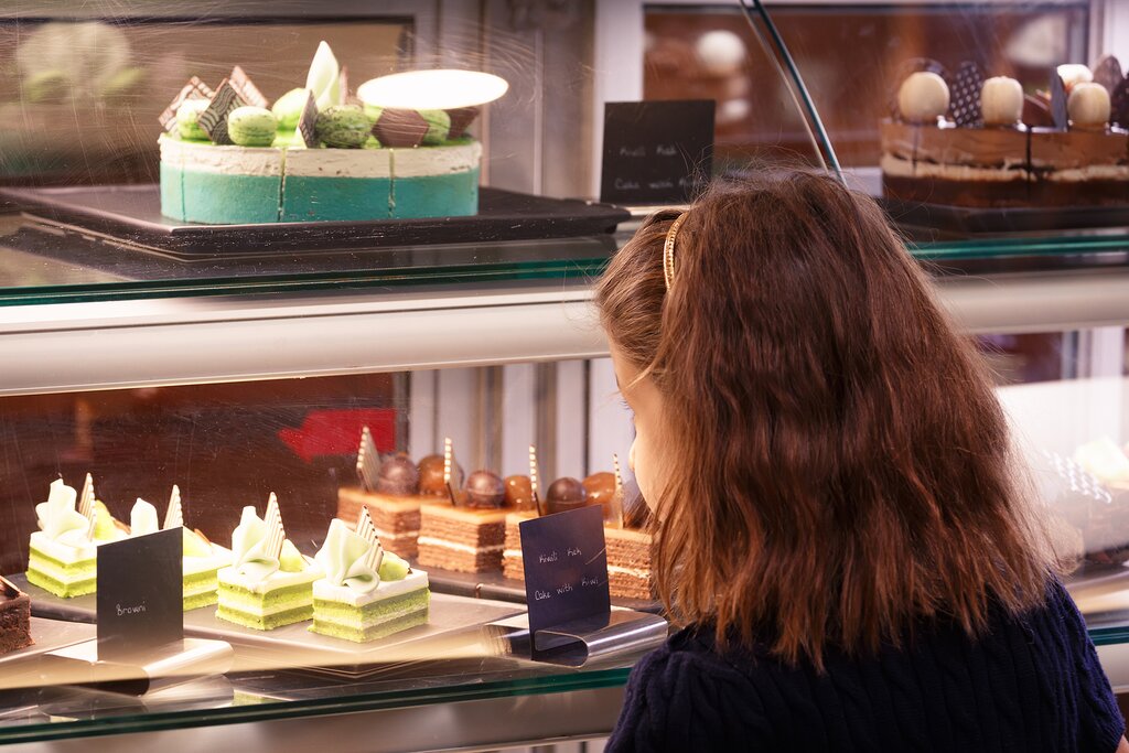 Girl in patisserie