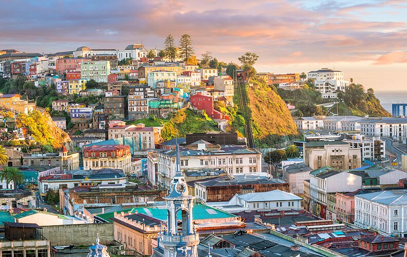 Start your trip in the colorful coastal city of Valparaíso