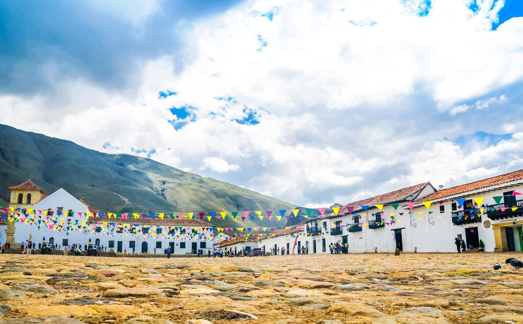 Villa de Leyva's historic central square is one of the largest in the Americas