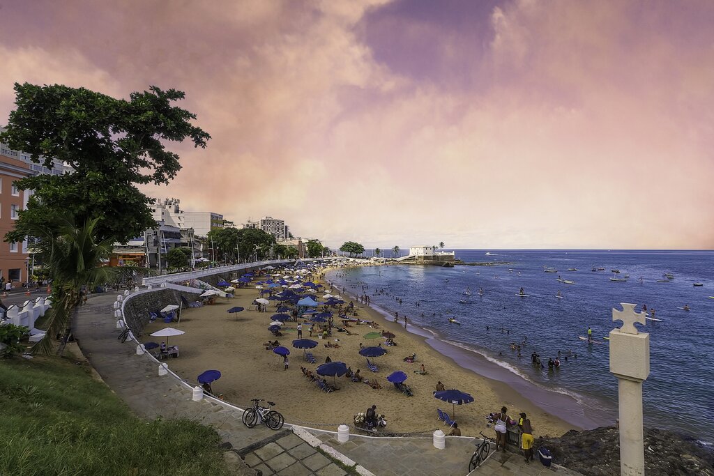 famous Porto da Barra beach in Salvador