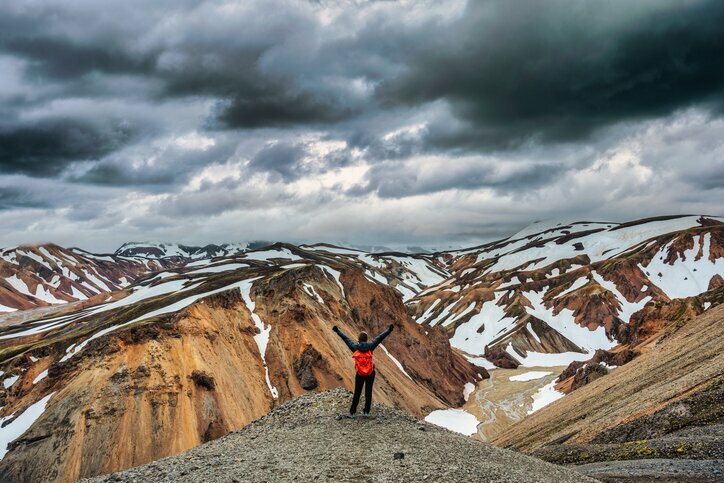 Landmannalaugar mountain background in Iceland's Fjallabak Nature Reserve in the Highlands
