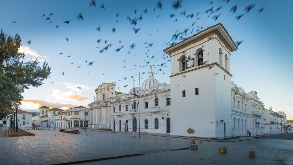 A large white church in Popayán
