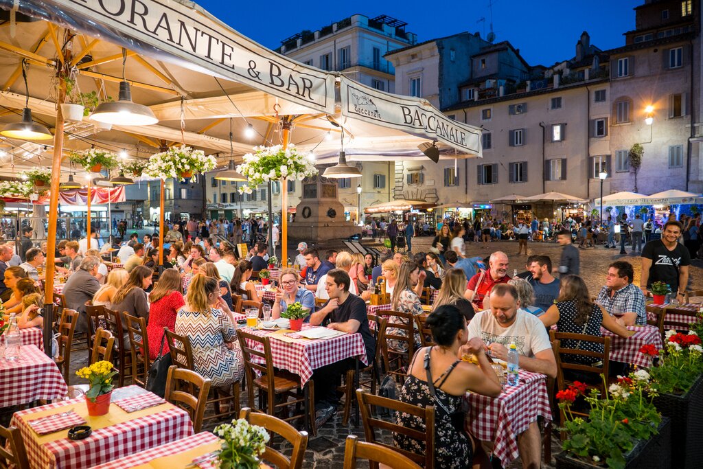 Aperitivo hour in Rome's Campo di Fiore