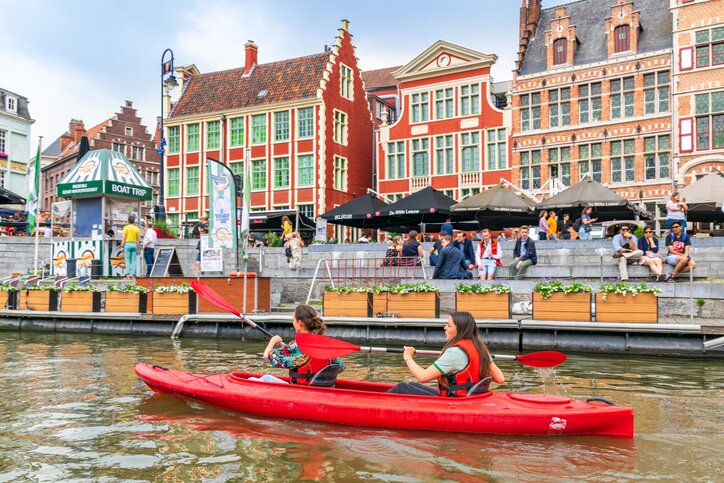 Kayak around Ghent's city canals