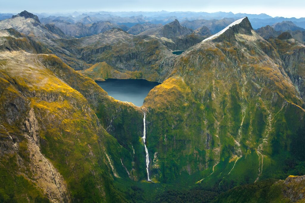 Fiordland National Park on scenic flight from Milford Sound to Queenstown