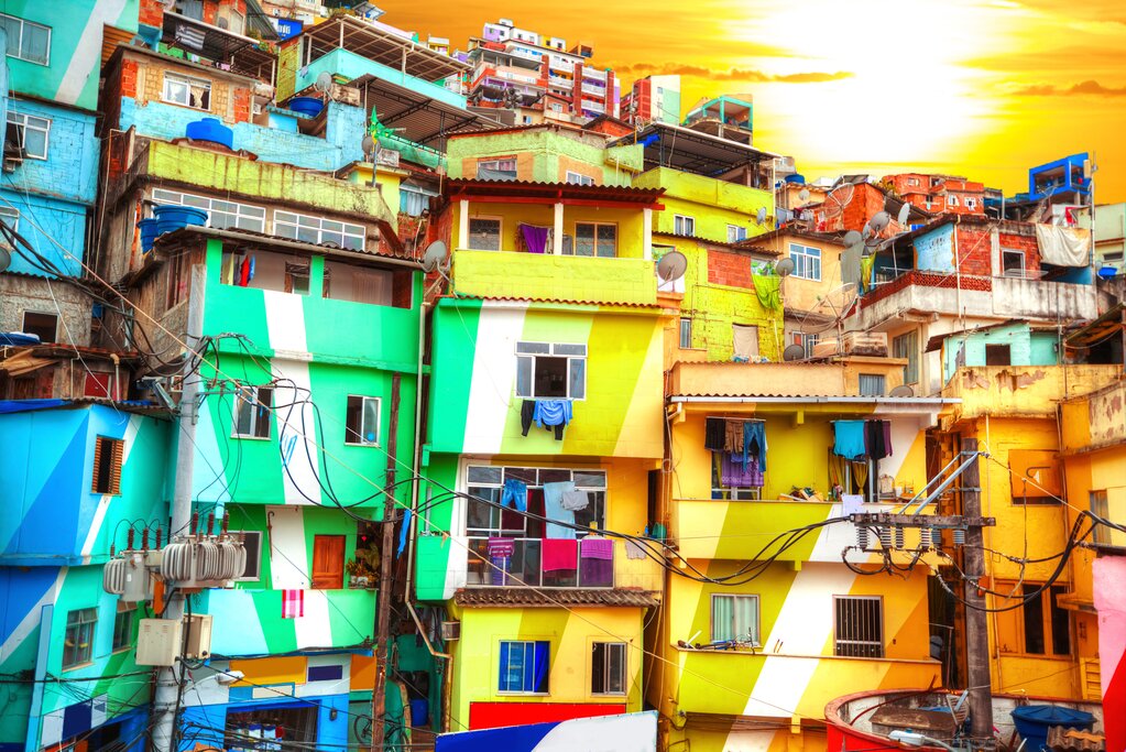Colorful houses in a Rio de Janeiro favela